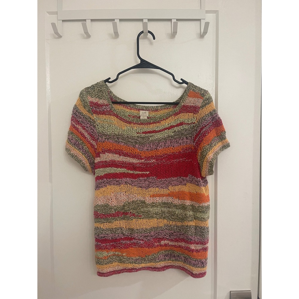 Vintage 90s Rainbow Knit Sweater T Shirt Chic GrandmaCore Summer